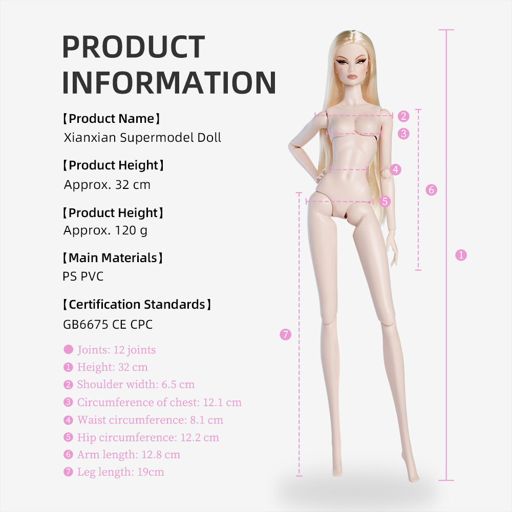 White Skin Tone Jointed ELARA Fashion Doll ( FR48 )