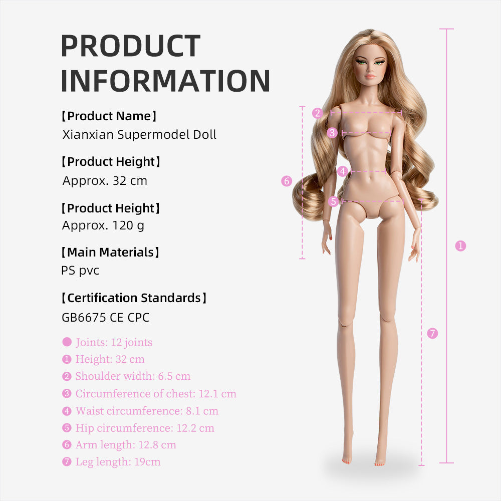 Light Wheat Skin Tone Jointed KENDELL Fashion Doll ( FR52 )