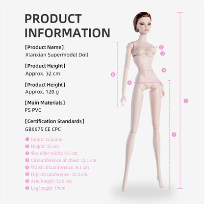 White Skin Tone Jointed ELARA Fashion Doll ( FR49 )
